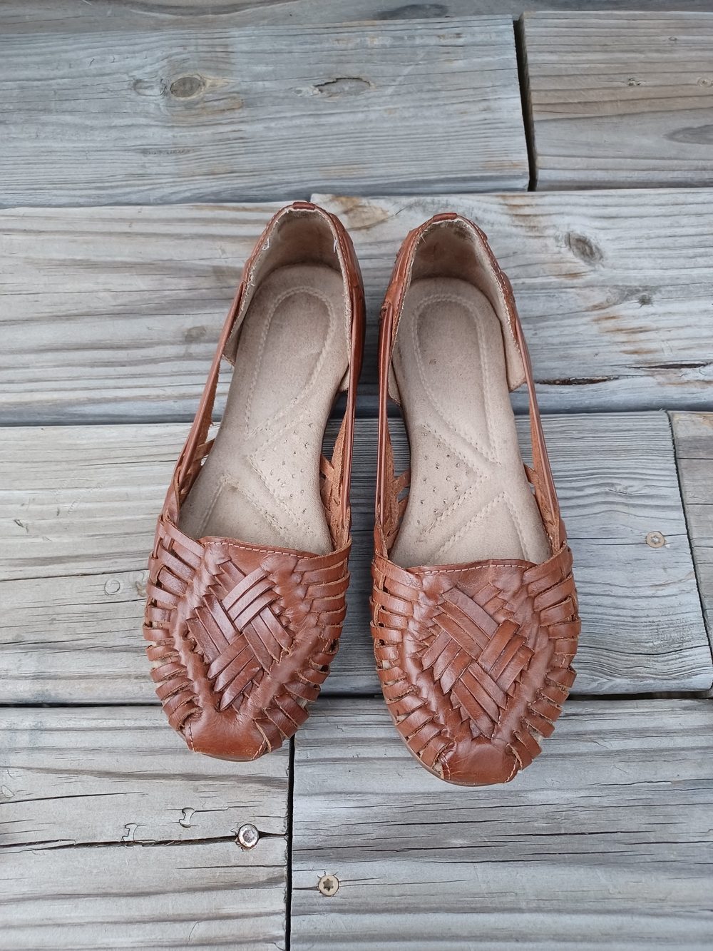 Naturalizer Brown Woven Leather Sandals